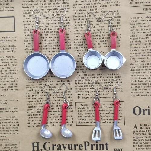 Resin Simulated Unique Kitchenware Pan Style Drop Earrings Women Female Birthday Unique Mom Mothers Day Gift DA008-011