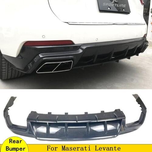 Carbon Fiber Rear Diffuser Spoiler with Exhaust Tips Fit For Maserati Levante 2016 2017 2018 2019 2020 Car Bumper Guard