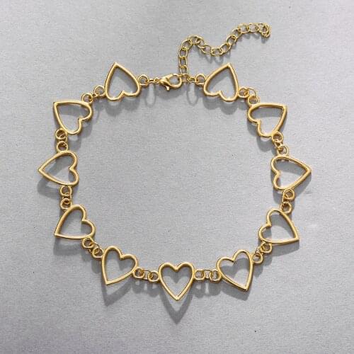 Simple Creative Hollow Love Heart Choker Necklace Women Fashion Personality Gold Silver Color Exquisite Short Chain Necklaces