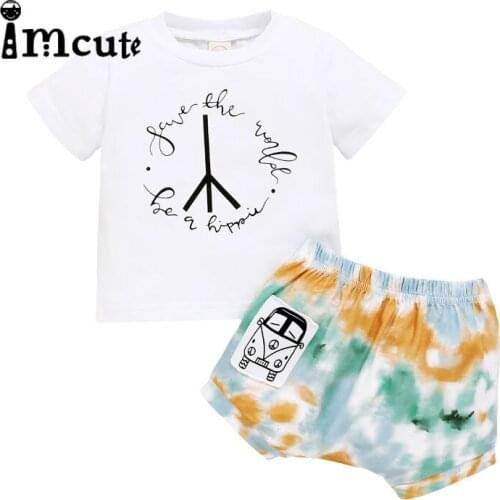 Imcute Kids Toddler Baby Boys Girls Clothes Set Summer Fall Long Sleeve Car T Shirt Tops Shorts Boy Girl Clothing Outfits 2PCs