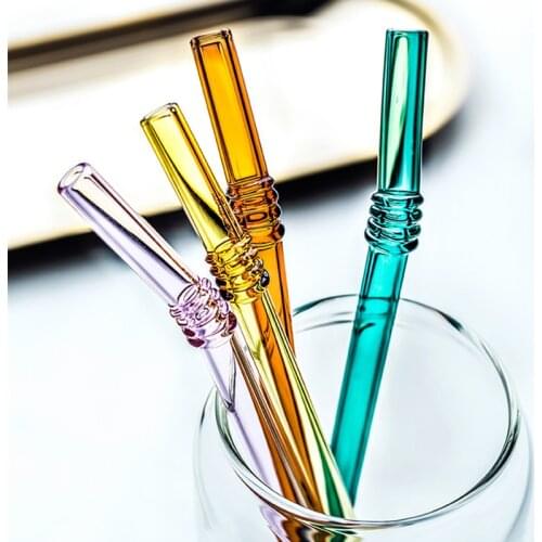 2pcs Quality Reusable Glass Straw for Cocktail Juice Cup Milk Coffee Tea Curved Bent Drinking Straws For Bar Party Mason Cup Jar