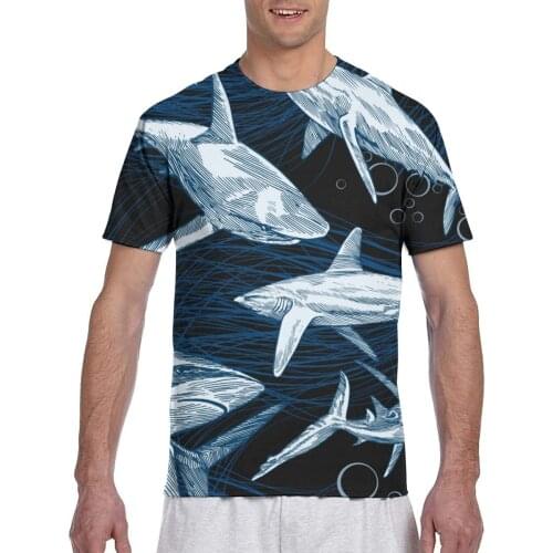 2020 Mens T shirts Fashion New Summer Mens Short Sleeve T-shirt Casual Underwater Sea Shark Tshirt For Man Full Printed