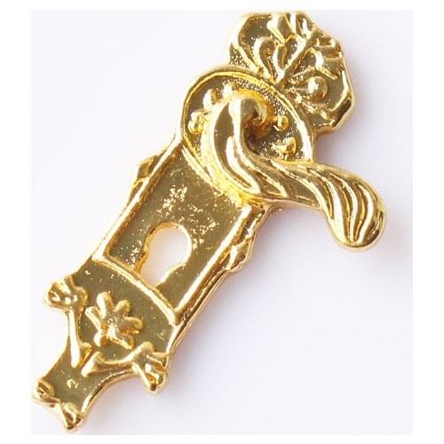4 Sets1/12 Miniature Dollhouse Vintage Hardware Metal Door Locks with Keys Dolls House Furniture Accessories Gold