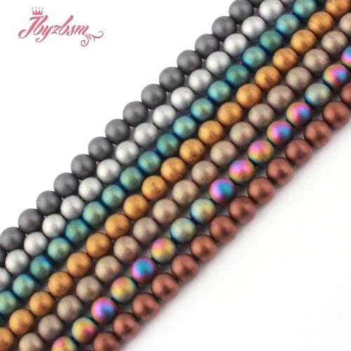 6mm Frost Matte Round Beads Loose Ball Hematite Natural Stone Beads For DIY Necklace Bracelets Jewelry Making Spacer Strand 15"