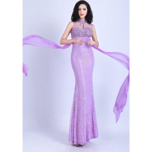 Free shipping robe de soiree 2021 new fashion Cheap crystal paillette pearl champagne long pink purple red bridesmaid dresses