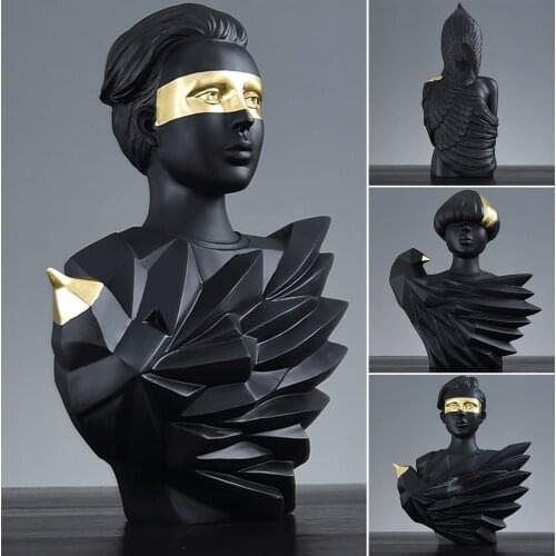 Bust Portrait Statue Ornament Resin Sculpture Artwork Abstract Figurine Home Decor For Office Room Decoration Accessories