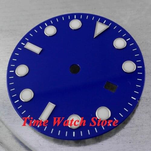 31.3mm blue sterial dial super luminous white marks Watch Dial for ETA 2836 Mingzhu DG 2813 4813 Movement D22