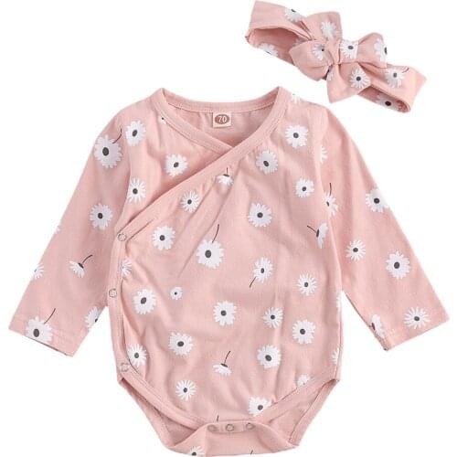 Infant Long Sleeve Floral Bodysuit Newborn Baby Girls Soft Cotton Sleepwear One Piece Jumpsuit Babygrow 2020 New Clothes