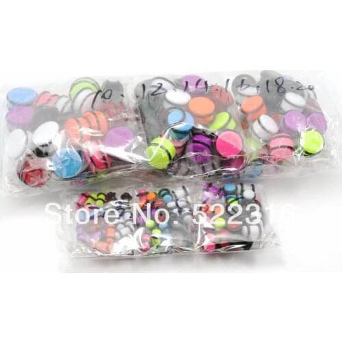 JEWEL acrylic 2015 hot sell saddle ear plug gauges 2mm-20mm mix color size wholesale body piercing jewelry free shipping