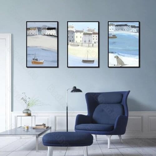 Room decor Canvas Painting Abstract Dog Sailing Poster Aesthetics Nordic Style Waterproof Ink Painting Wall Art Background