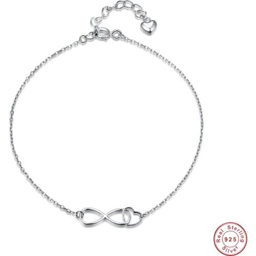 JQUEEN Infinity Symbol Figure 8 Platinum Plated Rose Gold 925 Silver Bracelet for Women Wedding Party Jewelry