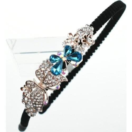 Korean Cute Girls Shining Rhinestone Headband Flower Bows Simple All-match Fantastic Festival Gift Hair Accessories Fascinator