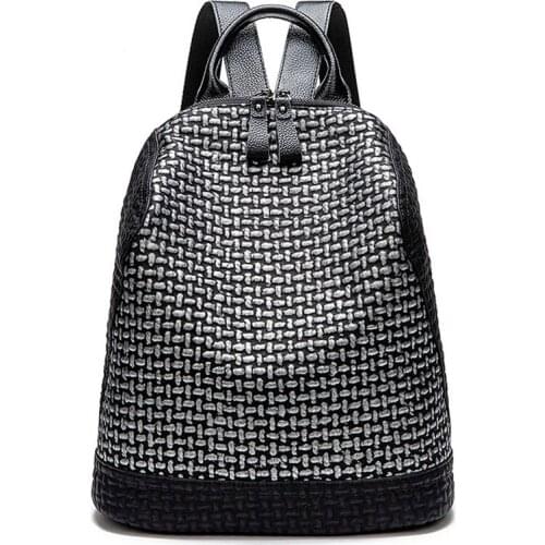 Korean Leisure Soft Leather Backpack Women Popular Panelled Girl Schoolbag High Quality Back Pack Daily Travel Mochila