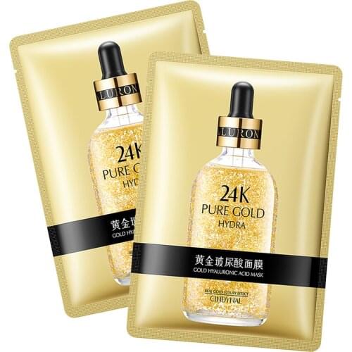 20PCS Golden Hyaluronic Acid Face Mask Shrink Pores Anti Wrinkle Anti Aging Lifting Wrapped Mask Facial Pack Face Care Skin Care