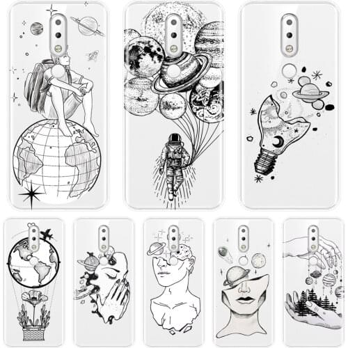 For Nokia 2.1 3.1 5.1 6.1 7.1 Case Silicone Art Space Star Girl Soft Back Cover For Nokia 2.1 3.1 5.1 6.1 7.1 Plus Phone Case