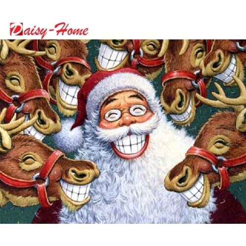 Full Drill Square Diamond Painting Santa Claus Embroidery Cross Stitch Rhinestone Christmas Deers Decorations For Home