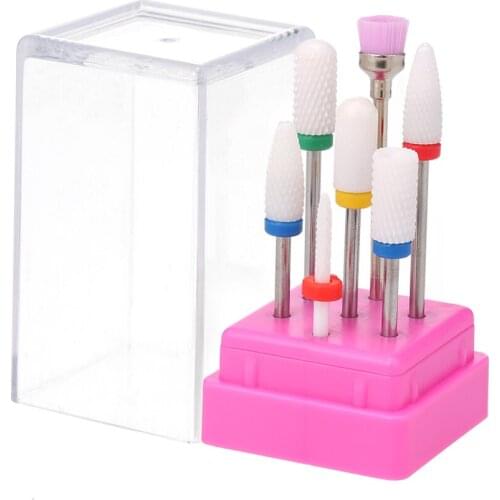 7Pcs Nail Drill Bits Set Professional Electric Nail Drill Machine With Replacement Drill Bits Ceramic Manicure Nail Art Tool