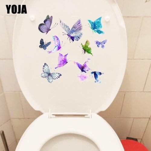 YOJA 23.3X23.1CM Various Coloured Butterflie Home Room Decor Wall Sticker Toilet Decal T3-1254