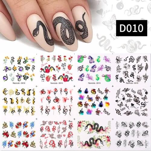 Harunouta Snake Image Sketch Abstract Sexy GirlWater Nail Stickers Color Wave Line Flower Nail Art Decor For Sliders Manicures