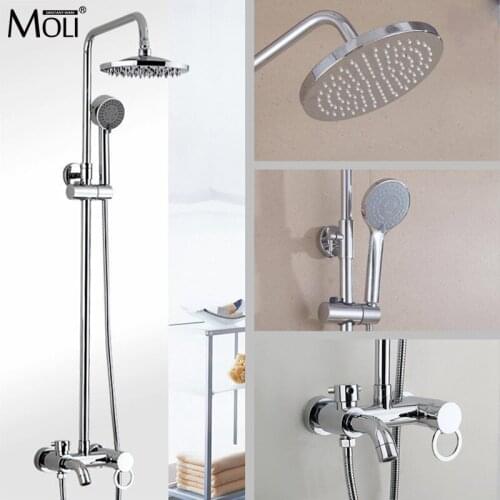 Wall Mount Shower Set Antique Black Shower System Bathroom Faucet Mixer Tap Ceiling Diverter Handheld Spray With Rian Head M2703
