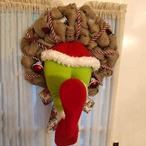 Wholesale Christmas Thief Burlap Stealer Design Home Front Door Wreath Hoop Decor Santa Claus Christmas Tree Ornaments 2020