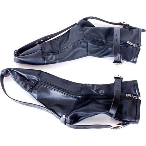 Kinky Women Soft PU Leather Bondage Booties Female Lockable Foot Fetish Restraint Costume