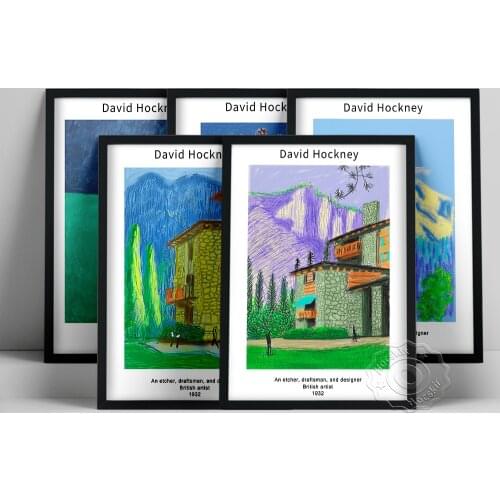 David Hockney Print, Hockney Still Life Scenery Poster, Mountain Tree Landscape Wall Decor, Plant Flower Potting Fruits Wall Art