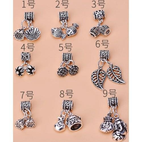 S925 sterling silver Thai silver jewelry accessories beads with ring pendant handmade DIY material crystal bracelet accessories