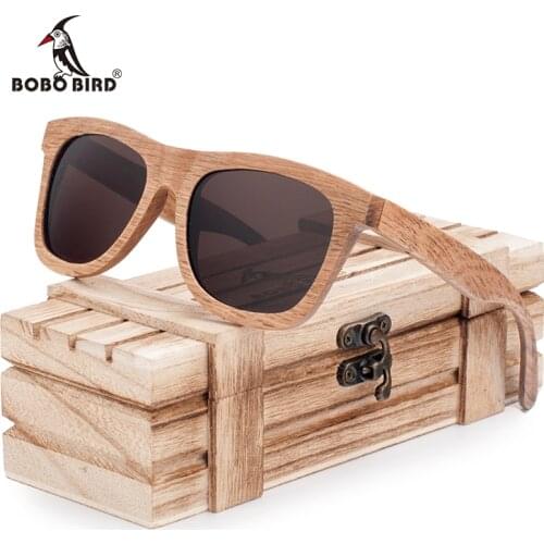 BOBO BIRD Original Wooden Sunglasses lunette soleil femme Polarized Glass UV400 Lens Eye Wear Customized Logo Dropshipping