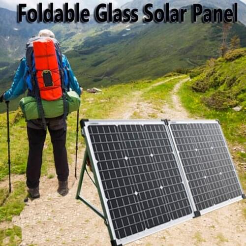 2021 New Product Foldable Glass Solar Panels 100W(2PCS 50W) Monocrystalline Solar Cell 12V 18V For Camping/Travel