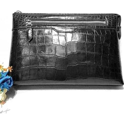 Hongsen new crocodile handbags true crocodile fashion Hand bag large capacity men clutch bag crocodile leather men bag