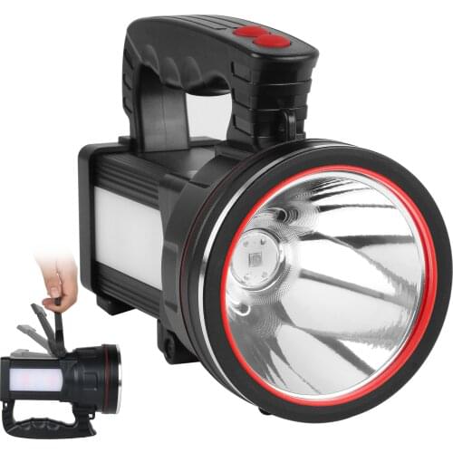 Superbright Handheld Spotlight Coon Hunting Light High Power Rechargeable Flashlights with Side Light USB Power Charger