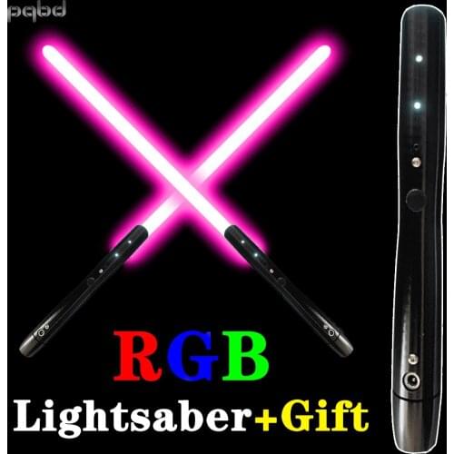 Pqbd Lightsaber RGB Mental Hilt Cosplay LED Laser Sword Custom Engraving Saber Sound Effect Metal Childrens Luminous Toy
