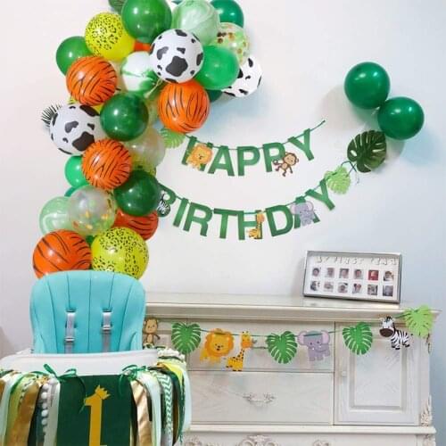 70pcs 12 Inch Jungle Safari Theme Children Birthday Party Balloons Decorations Arch Suit Boys Girls Kids Baby Shower Ballon