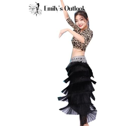 Women Tribal Fusion Skirt Long Sleeve Leotard Blouse Shirt Belly Dance Costume Heavy Tassel Exotic Dancewear 2020 Winter New