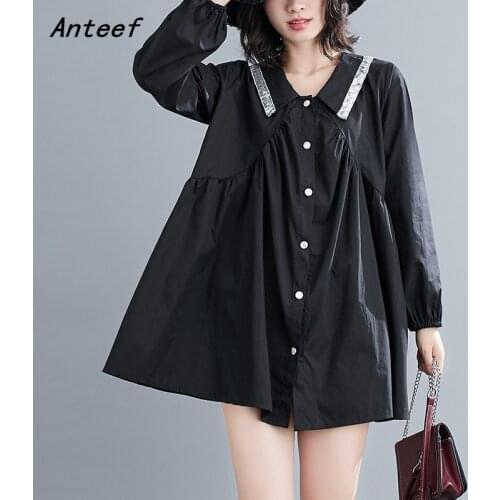 Long sleeve cotton vintage dresses for women casual loose mini short spring autumn shirt dress elegant clothes 2021