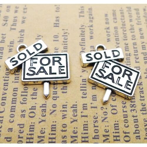 10 PCS/Lot 19mm*20mm Antique Silver Color Word Tags Charms Printed FOR SALE For Pendant Making DIY