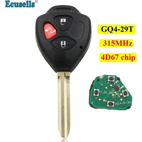 2+1/3 Button Remote Key fob 315MHz with 4D67 Chip for Toyota Venza Matrix FCC ID: GQ4-29T