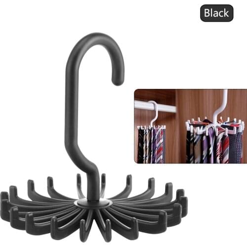 2019 Mini Plastic Tie Rack 2 Ties/Belts/Scarves Holds Hanger Rotating Hook White Tie Holder Storage Racks Laundry Organizer