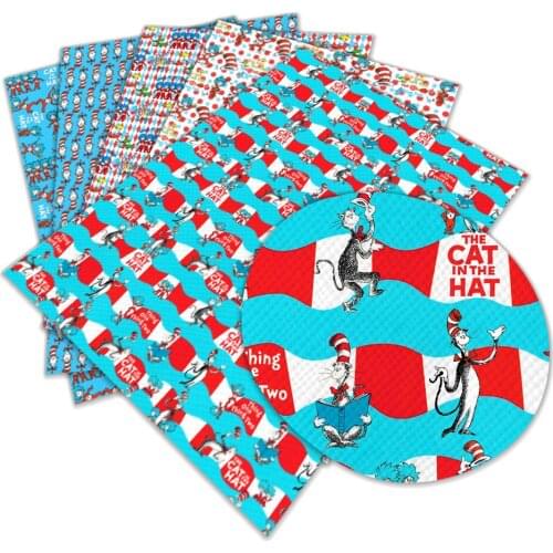 30 cm x 136 cm Cartoon Printed Faux Leather Fabric for DIY Hair Bow Bags Shoes Crafts Material L070 L071