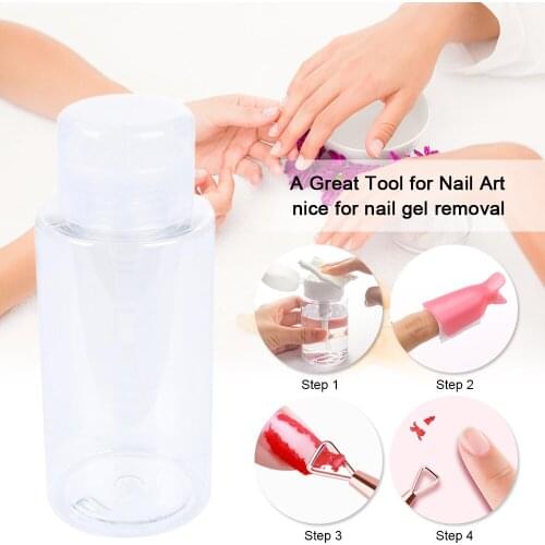 300ml Nail Polish Remover Pump Liquid Dispensers Empty Plastic Bottle Cosmetic Transparent Refillable Container Nail Tools