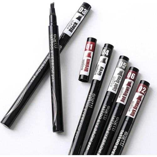 6 Colors Microblading Eyebrow Tattoo Pen 4 Forks 3D Waterproof Eye Brown Tint Tip Lasting Long Pencil Natural Brow B6D1