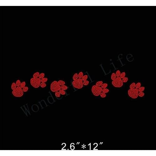Free Shipping dog paw print design for cheer bow strip in high quality crystal rhinestone transfer designs for garment