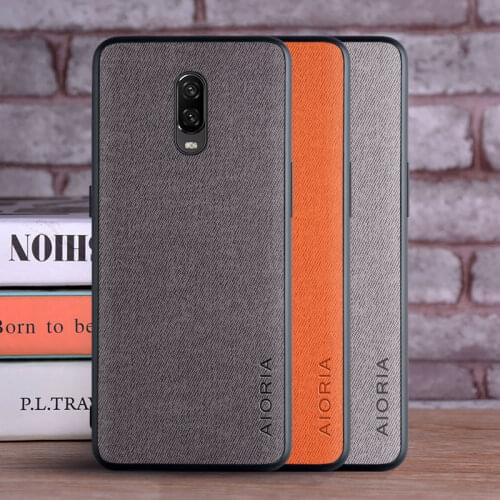 Case for Oneplus 6 6T coque Luxury textile Leather skin soft TPU hard PC phone cover for Oneplus 6 6T case funda