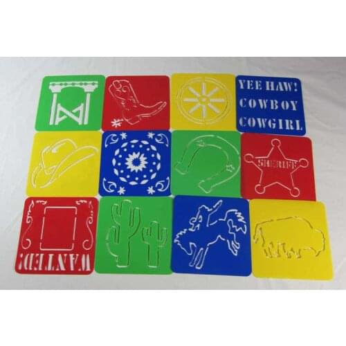 Children Puzzle Early Painting Cowboy Drawing Board Sketchpad Toy Stationery Template Tools Unisex Plastic Paint Learning 2021