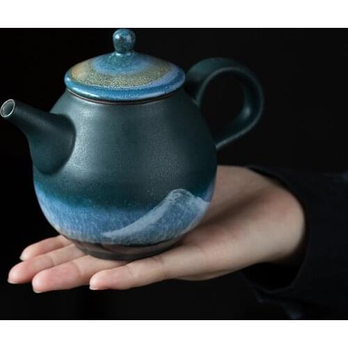 Ceramic teapot handpainted mountain chinese kung fu tea pot drinkware 210ml