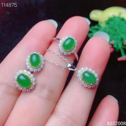 KJJEAXCMY fine jewelry 925 sterling silver natural jasper earrings ring pendant necklace trendy ladies suit support test