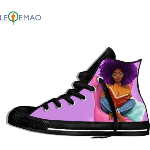 Custom Logo Image Printing Sneakers Shoes Back To School Black Queen Art Girls Canvas Breathable Zapatos De Mujer Outdoor
