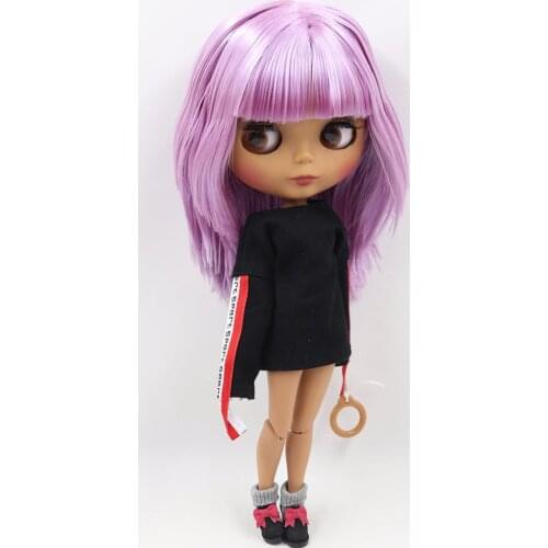 ICY DBS Blyth Doll No.BL2137 Purple hair Black Matte face Joint body 1/6 bjd