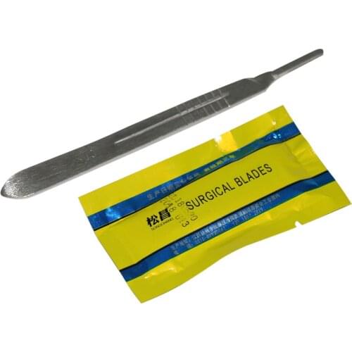 10 Pcs Animal Surgical 23# Carbon Steel Surgical Scalpel Blades + 1 Pcs Handle Scalpel DIY Cutting Tool Piglet Castration Knife